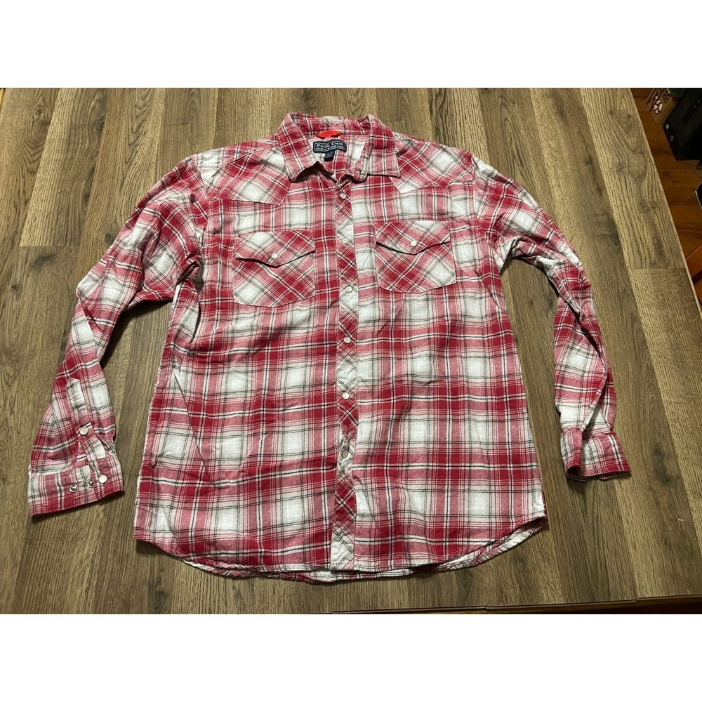 Pacific Crest Shirt, Mens Size XL, Red Black White Plaid, Button Up, Long Sleeve